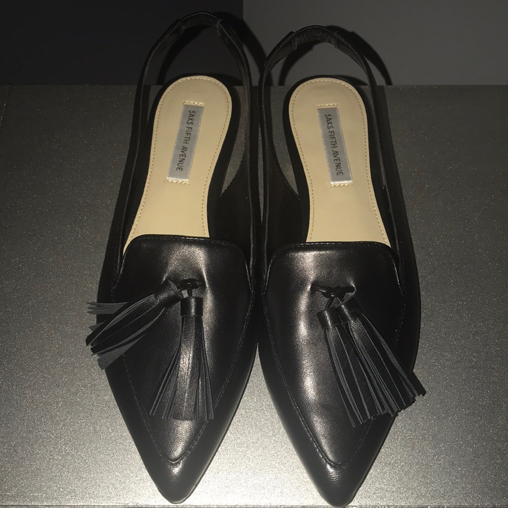 Brand New Saks Fifth Avenue Black Slingback Flats